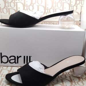 Bar III Black Heeled Mules
